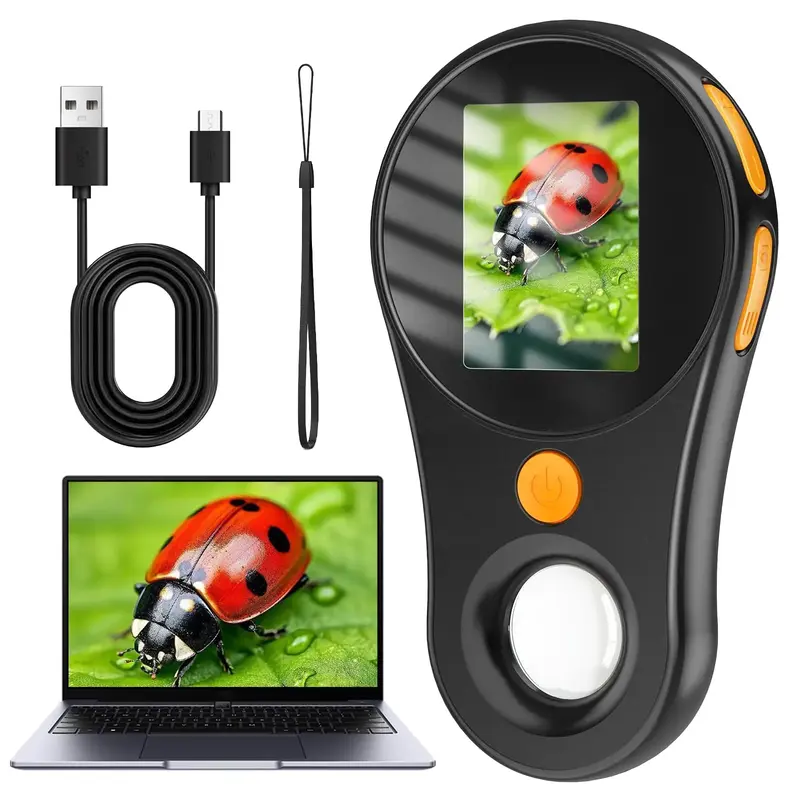 2.0 Inch Digital Microscope with 500x Magnification, 200W Pixel, Built-in 8 LEDs, Compatible with Windows & Mac OS