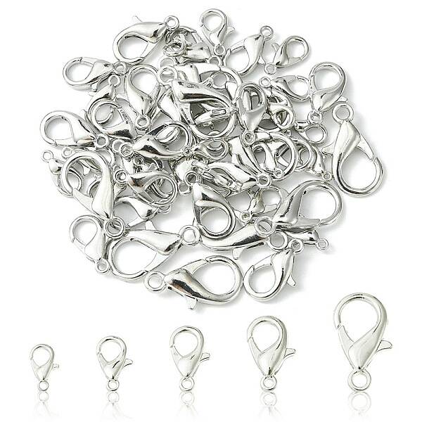 50Pcs 5 Styles Zinc Alloy Lobster Claw Clasps