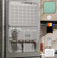 Acrylic Calendar Magnetic for Refrigerator, Wall & Door - 2 Pack 16”X12” Fridge Calendar, Monthly & Weekly Planner for Me...