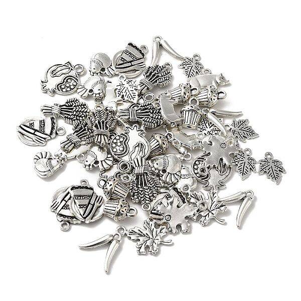 54Pcs 9 Style Thanksgiving Day Tibetan Style Alloy Pendants Sets