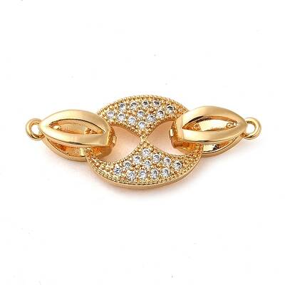 Brass Micro Pave Clear Cubic Zirconia Fold Over Clasps