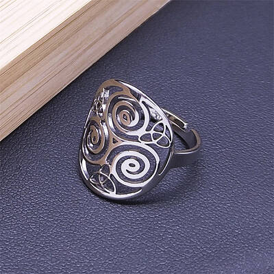 Non-Tarnish 304 Stainless Steel Triskele Triskelion Adjustable Rings