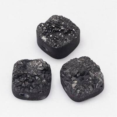 Electroplated Natural Druzy Quartz Crystal Beads