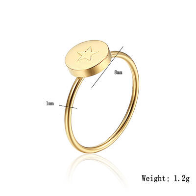 Stylish Stainless Steel Flat Round with Star Ring for Women's Daily Wear