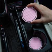 Rhinestone Decor Car Cup Holder Coaster, Anti-slip Car Cup Holder Pad, Car Interior Decoration Accessories for Women & Girls