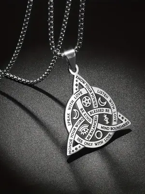 1 Piece Vintage Viking Witch Celtic Knot Pendant Necklace, Stainless Steel Simple Gothic Necklace, Casual Matching Jewelry fo...