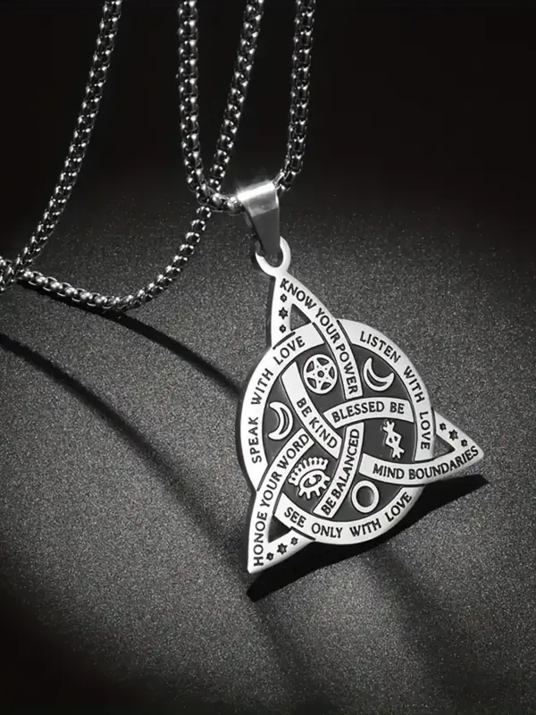 1 Piece Vintage Viking Witch Celtic Knot Pendant Necklace, Stainless Steel Simple Gothic Necklace, Casual Matching Jewelry fo...