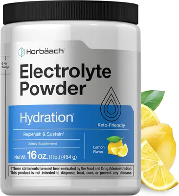 Horbäach Electrolytes Powder | 16 oz | 130 Servings | Hydration Supplement | Vegetarian | Keto-Friendly | Non-GMO, Gluten Fr...
