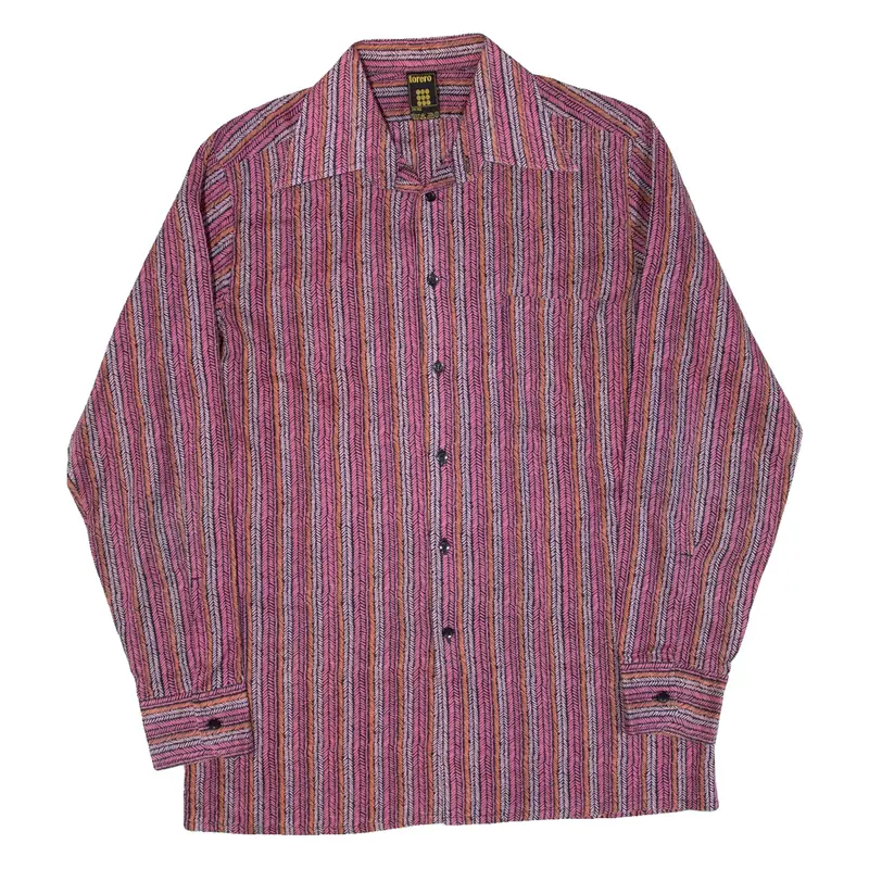 TORERO Mens Shirt Pink Striped Long Sleeve S