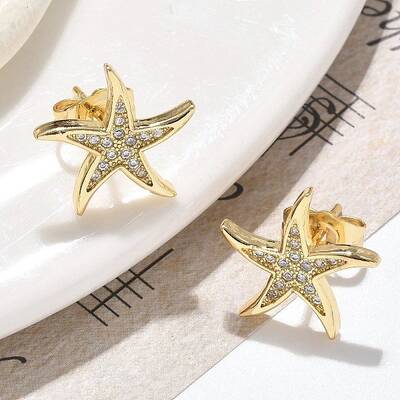 Brass Micro Pave Clear Cubic Zirconia Stud Earrings