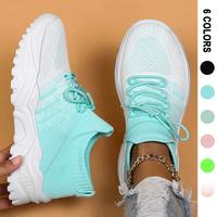 Women's Summer Fashionable Causal Colorblock Mint Green Round Toe Running Shoes, Sporty Lightweight Breathable Lace Up Sports...