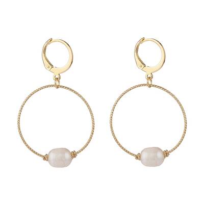 Large Hole Pearl Beads Hoop Earring