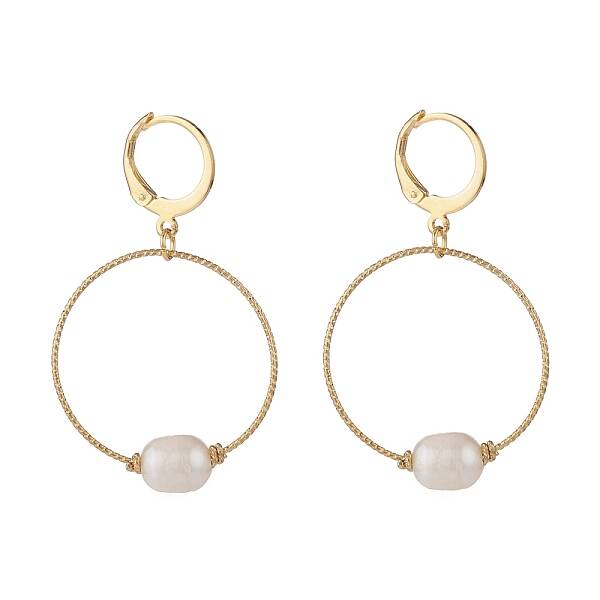 Large Hole Pearl Beads Hoop Earring