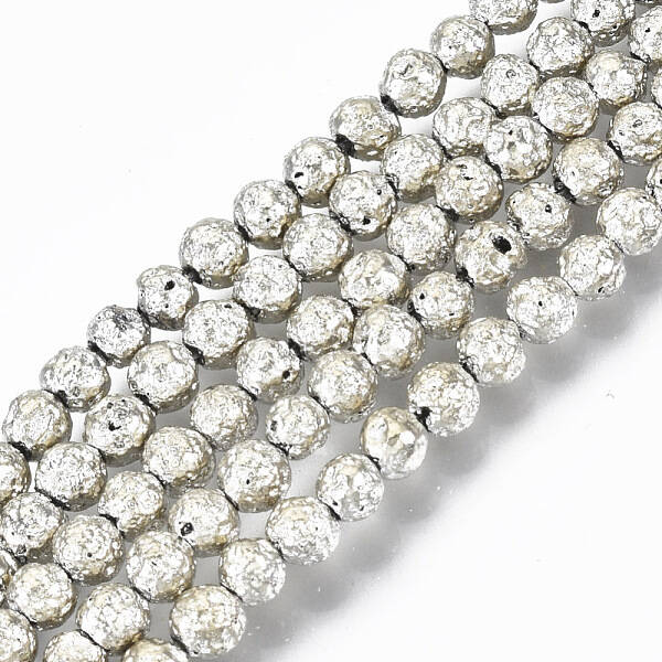 Electroplated Natural Lava Rock Beads Strands
