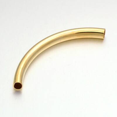 Light Gold Plated Long Brass Curved Tube Beads