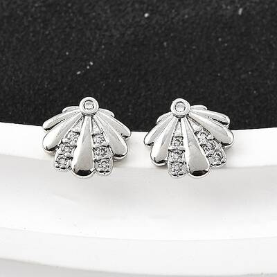 Brass Micro Pave Clear Cubic Zirconia Stud Earrings