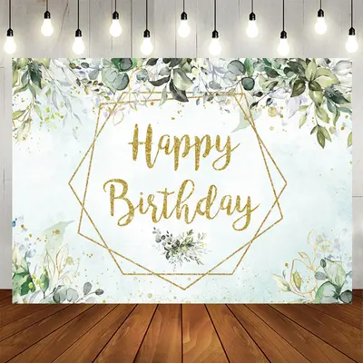 Aperturee Green Gold Gender Revel Happy Birthday Backdrop