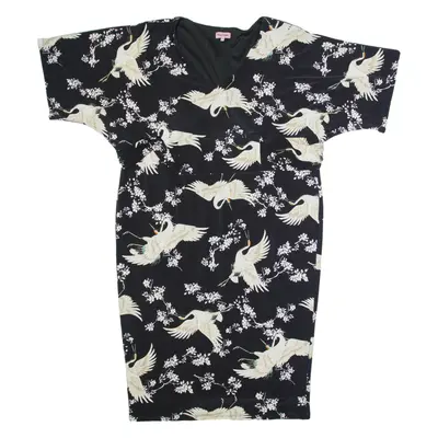 PHASE EIGHT Womens Bodycon Dress Black Floral Short Sleeve Midi UK 16