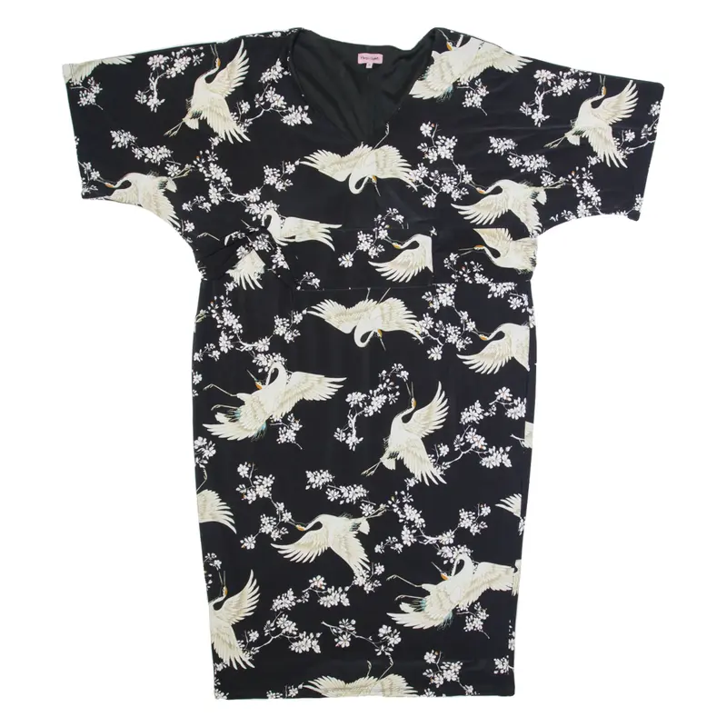 PHASE EIGHT Womens Bodycon Dress Black Floral Short Sleeve Midi UK 16