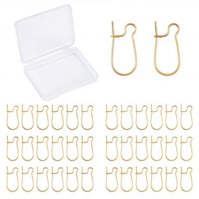CREATCABIN 1 Box 100pcs Kidney Ear Wires 18K Gold Plated U-shaped Earring Hooks Earring Components Long Dangle Earrings DIY J...