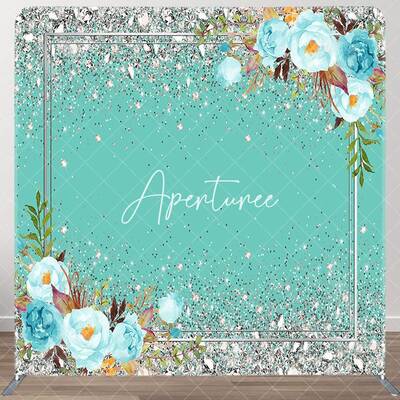 Aperturee Green Silver Diamond Floral Pillow Cover Backdrop, 6X6FT(1.8X1.8M), 111 USD, square double-sided backdrops, DSZYHD1...