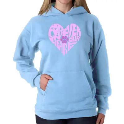 Forever In Our Hearts - Women's Word Art Hooded Sweatshirt - Black - XXX-Large