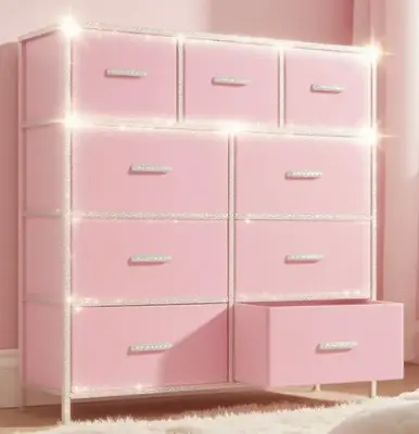 【Updated Decor】Mr IRONSTONE Dresser with 9 Drawers, Dresser for Bedroom Drawer Organizer Storage Drawers, Fabric Storage ...