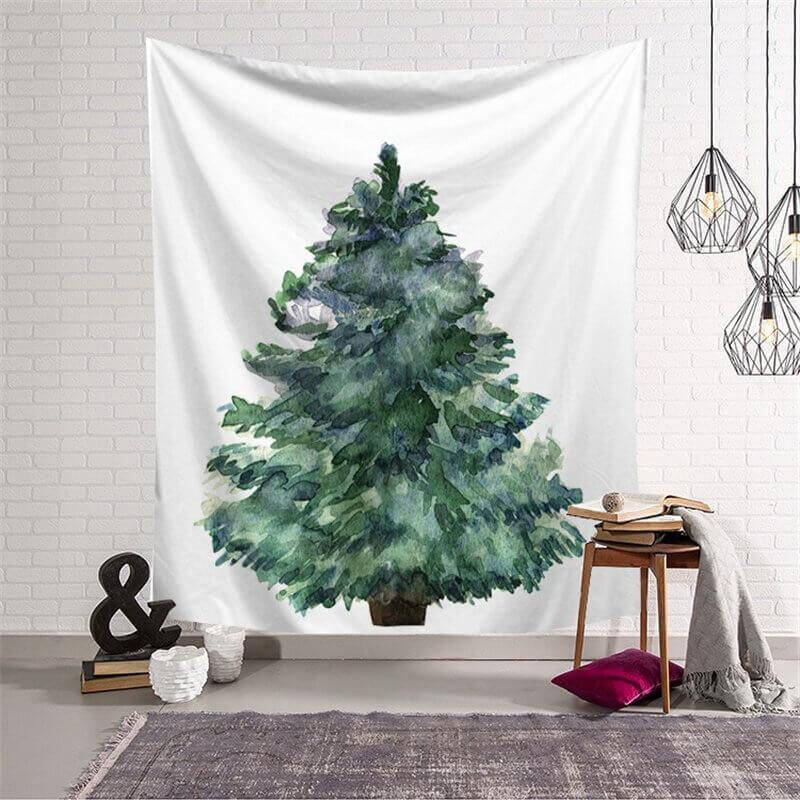 Christmas Tree Painting Style Family Wall Tapestry - Aperturee
