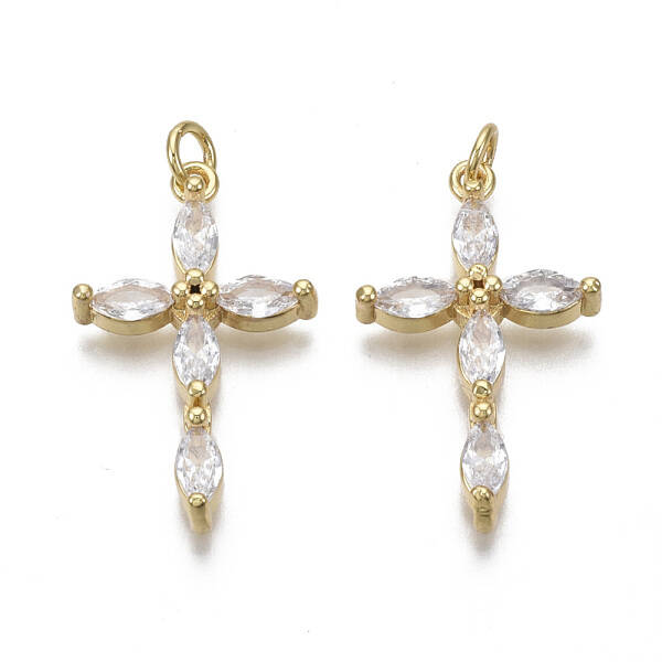Brass Micro  Pave Clear Cubic Zirconia Pendants