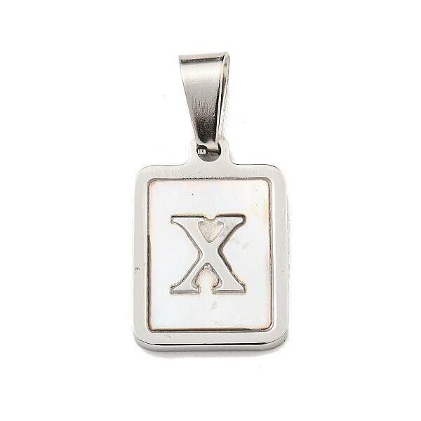 304 Stainless Steel Pave Natural White Shell Pendants