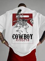 Men's Skeleton Graphic & Letter Print Round Neck Tee, Loose Casual Short Sleeve T-shirt for Daily Wear, Men's Top for All Sea...
