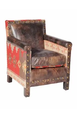 Brown Leather Kilim Chair | Andrew Martin Marlborough