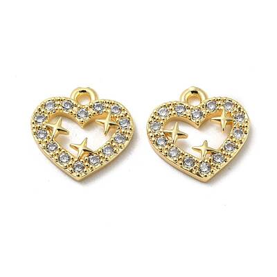 Brass Micro Pave Clear Cubic Zirconia Charms