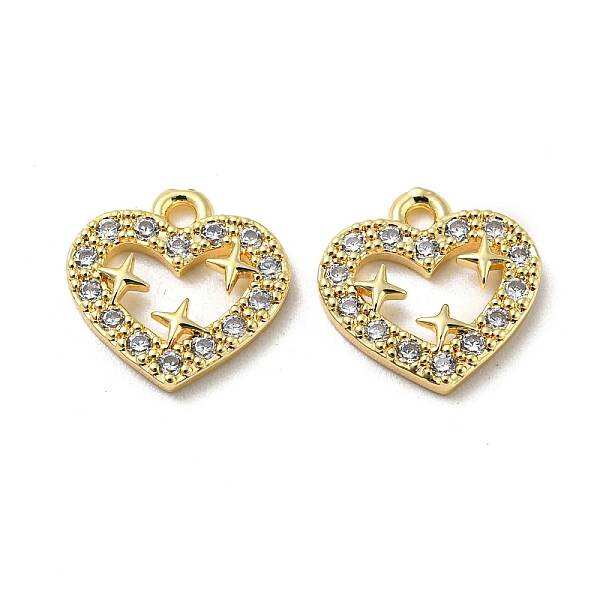 Brass Micro Pave Clear Cubic Zirconia Charms