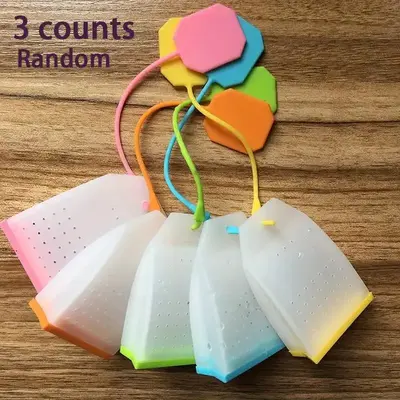 Random Color Silicone Tea Infuser, 3 Counts Tea Strainer for Loose Leaf & Herbal Teas, Tea Making Tool for Home Office Use