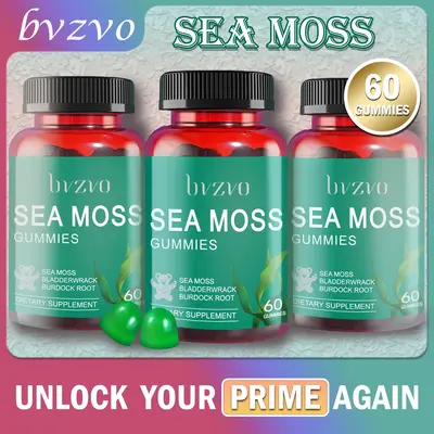 [bvzvo] Scientifically Backed Sea Moss Vitality Gummies - 60 Edible Gummies All-in-1 Dietary Supplement Vitamins With Zinc