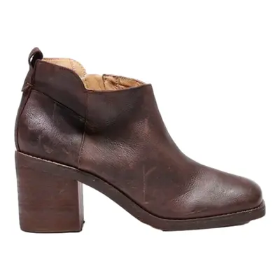 CROWN VINTAGE Ankle Boots Brown Leather Womens UK 7.5