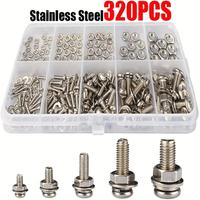 Stainless Steel Screw & Nut Set, 320pcs/set M2-M5 Screw & Nut Set, Metaling Fasteners for DIY & Home Repair, Hardware, Indust...