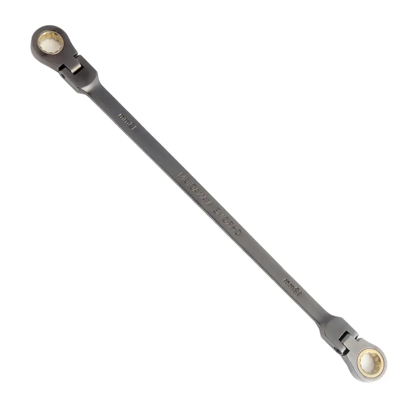 Double-ended Wrench, 8-19mm Metric Size 72-tooth Gear Wrench, Portable Long Handle Wrench for Car, Motorcycle and Bicycle Rep...