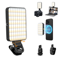 Christmas Gifts 128 LED Magnetic High Power Selfie Light，Rechargeable Clip Fill Video Conference Light with side & lower Cl...