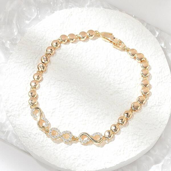 Brass Micro Pave Cubic Zirconia Link Chain Bracelets