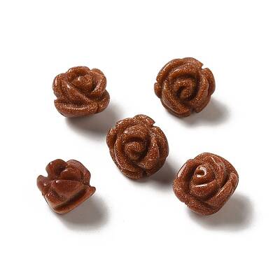 Synthetic Goldstone Carved Flower Scattered Beads
