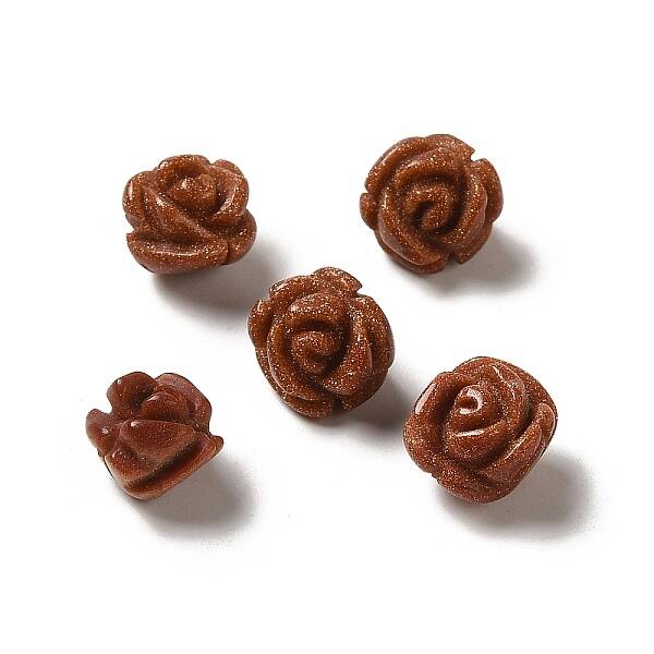 Synthetic Goldstone Carved Flower Scattered Beads