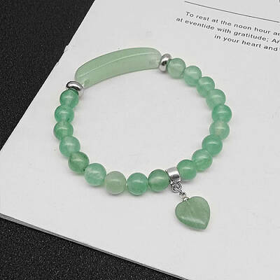 Natural Green Aventurine Charm Stretch Bracelets for Women Men