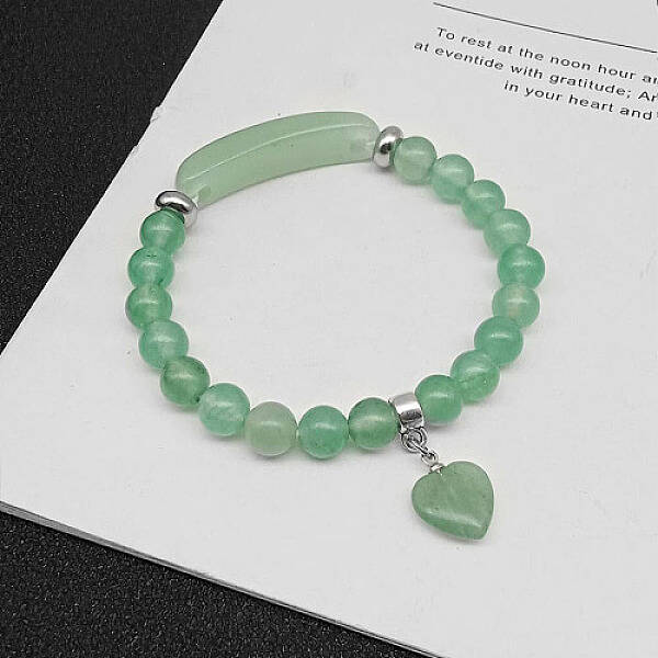 Natural Green Aventurine Charm Stretch Bracelets for Women Men