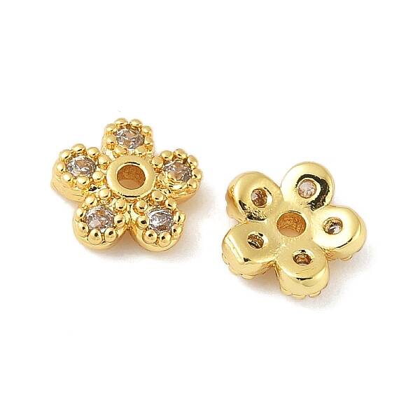 Brass Micro Pave Clear Cubic Zirconia Bead Caps