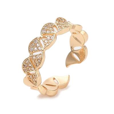 Brass Micro Pave Cubic Zirconia Open Cuff Rings
