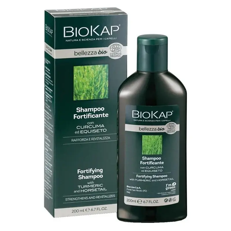 Biokap Shampoo Rinforzante Bio Con Estratto Di Curcuma Ed Equiseto Per Capelli Fini 200 Ml
