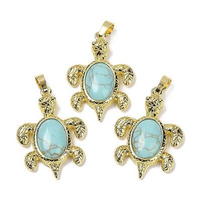 Synthetic Turquoise & Brass Pendants