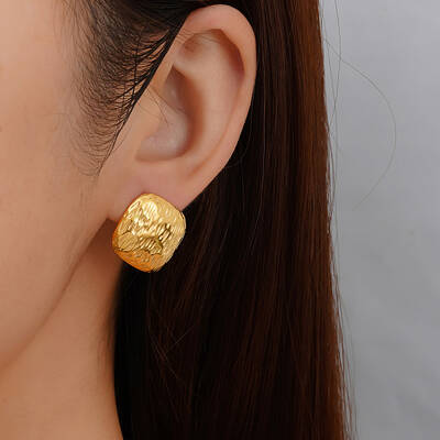Geometric Stainless Steel Rhombus Stud Earrings
